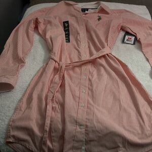 Polo by Ralph Lauren Pink Striped High Low Dress